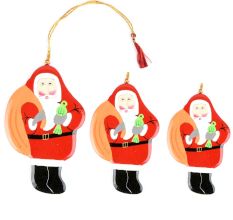 Christmas Tree Hanging Decoration Green Santa Clauses In Three Sizes